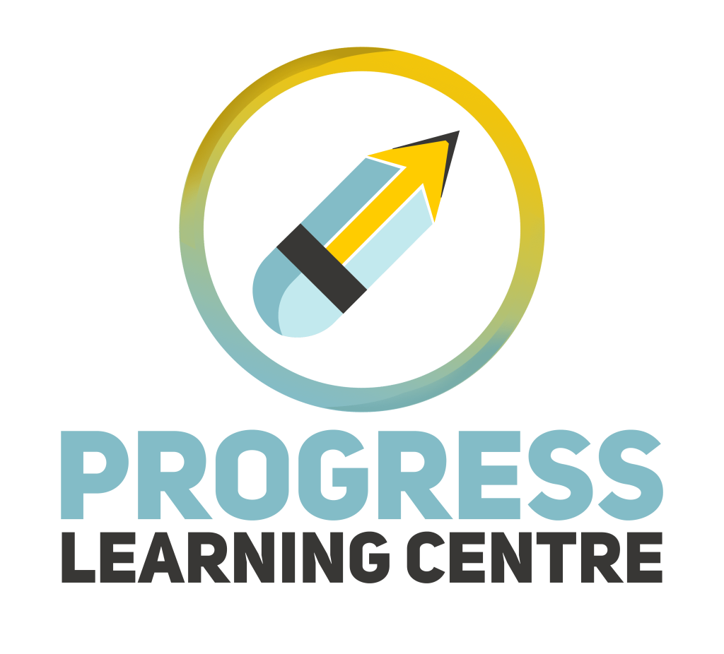 Progress Learning Centre logo featuring a stylized pencil pointing up inside a circular frame