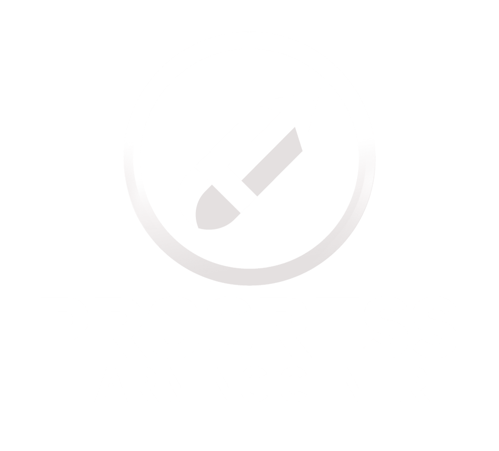 Progress Learning Centre logo showing a stylized pencil inside a circle on a black background.
