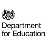 UK Department for Education logo with the royal coat of arms emblem above bold black text.